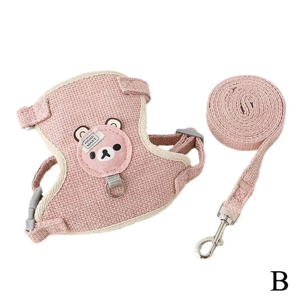 Adjustable Pet Leash with Chest Strap - Safe, Durable Polyester for Small Pets Ditzy Petunia