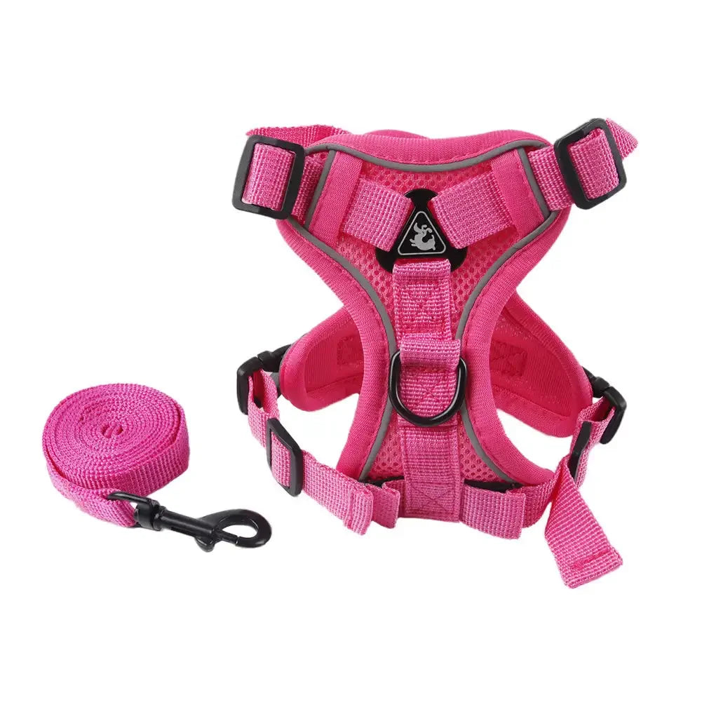 Reflective Adjustable Saddle Dog Harness & Leash Set – No-Pull Halter for Small to Large Dogs