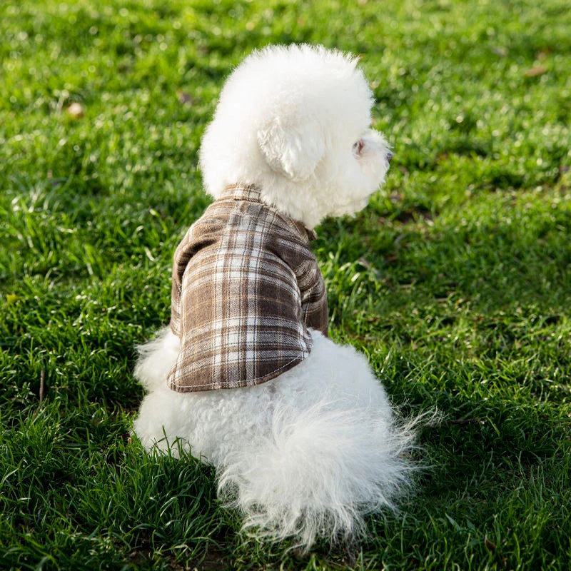 British Style Plaid Dog Shirt - Summer Pet Clothes for Small Dogs & Puppies | Lightweight & Stylish