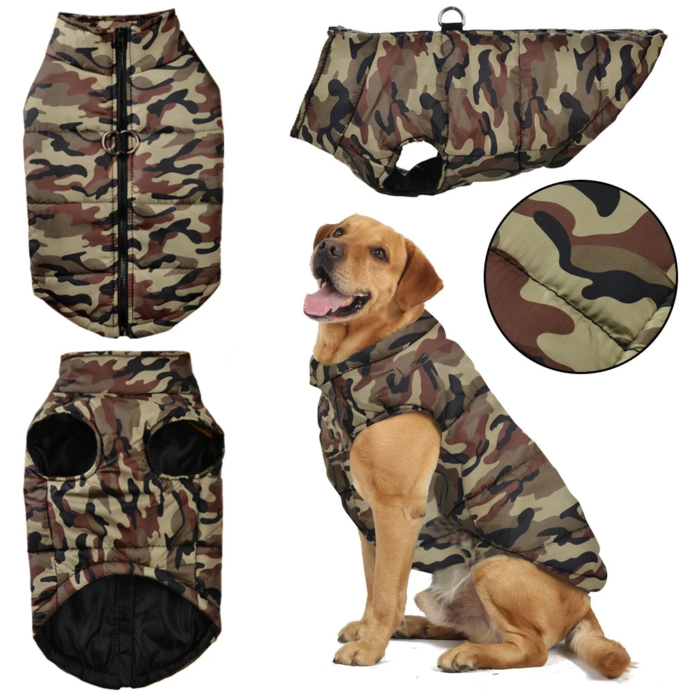 Winter Dog Coat - Waterproof Camouflage Jacket for Large Dogs & Puppies, Warm & Windproof Pet Apparel Ditzy Petunia