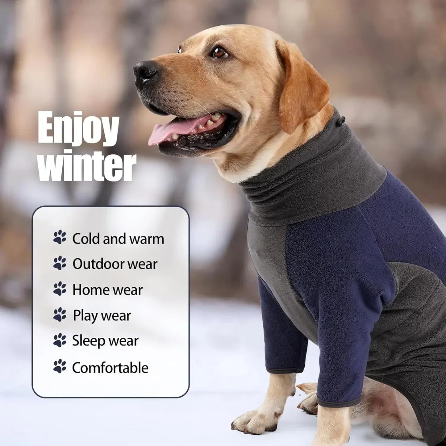 Windproof Dog Pullover Bodysuit - Adjustable Fleece Coat for Medium & Large Dogs - Easy Wear with Elastic Cuffs Ditzy Petunia