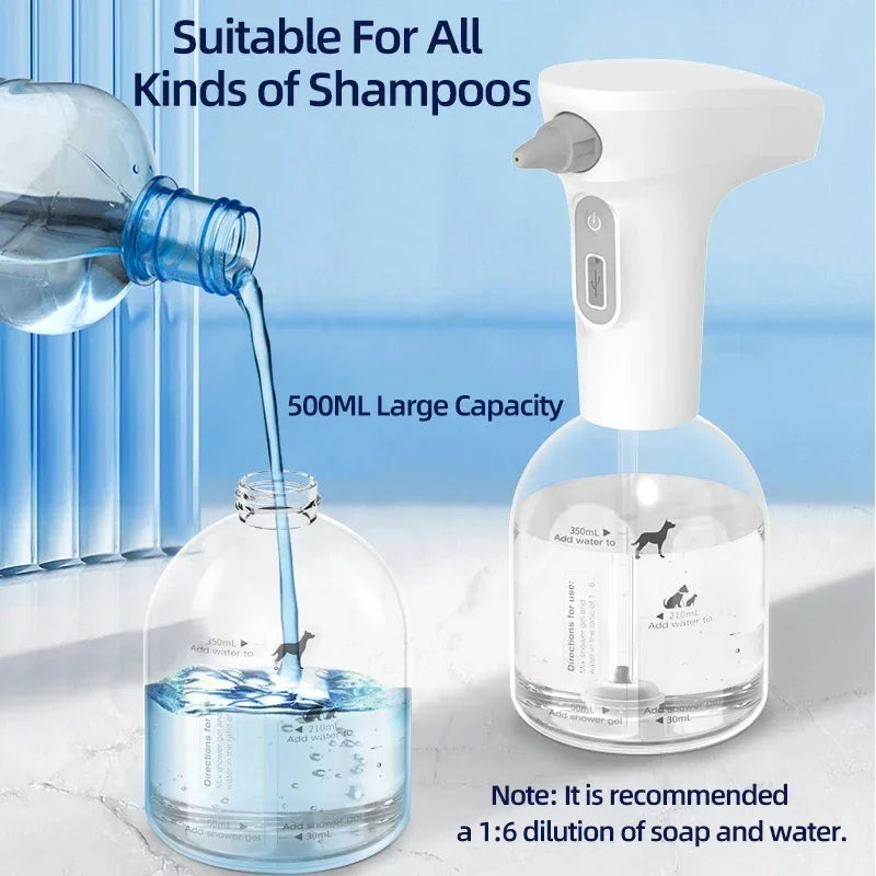 Automatic Pet Foaming Soap Dispenser – USB Rechargeable Cat & Dog Shampoo Machine Ditzy Petunia