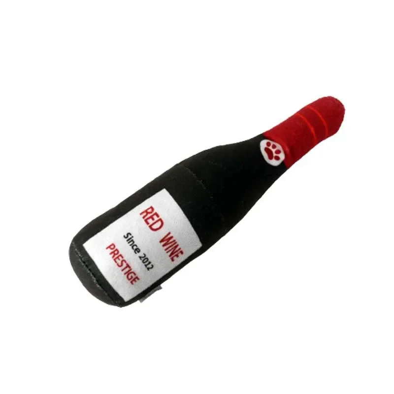 Plush Bottle-Shaped Dog Toys – Squeaky, Soft, and Chew-Friendly