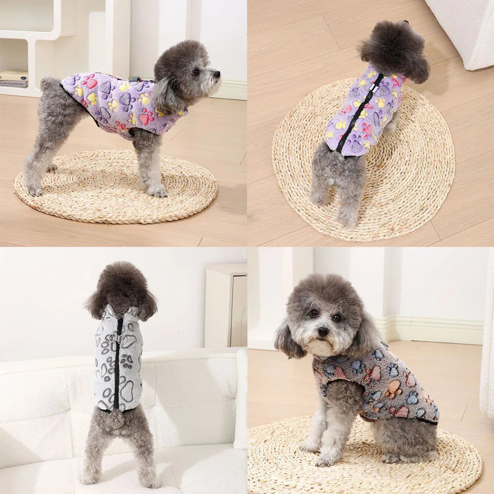 Winter Fleece Dog Vest - Soft, Warm, Reflective Jacket for Small & Medium Pets