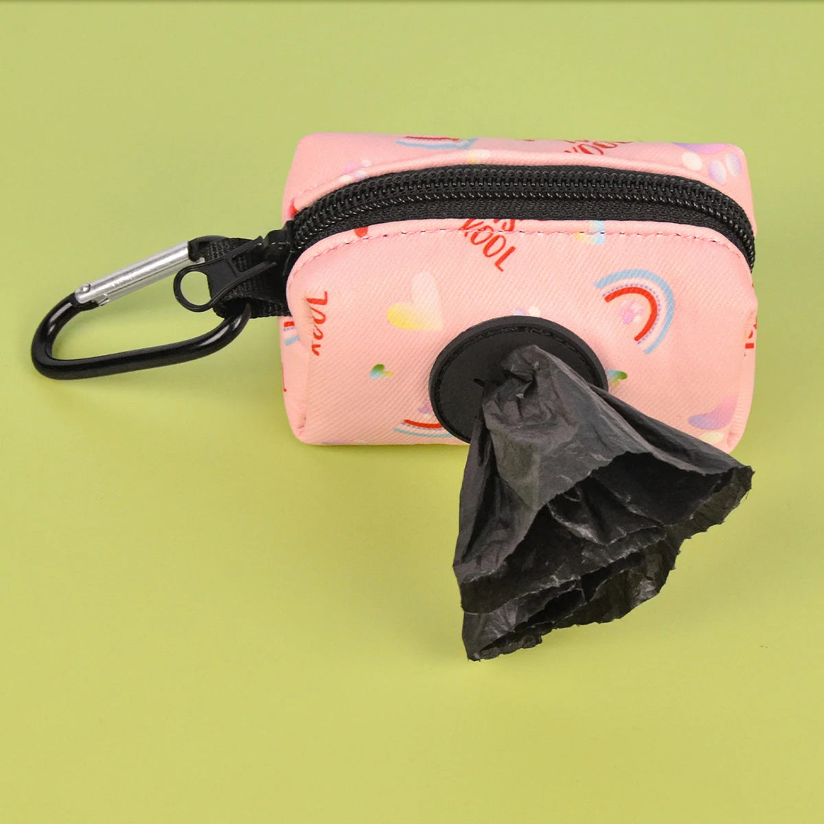 Durable Dog Poop Bag Dispenser with Metal Carabiner - Random Pattern Design (Without Poo Bag And Leash) Ditzy Petunia