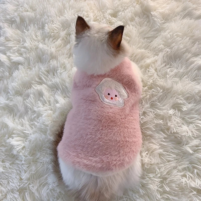 Fashion Cat Vest for Autumn & Winter – Solid Color Warm Kitten & Small Dog Sweater, Cozy Pet Clothes