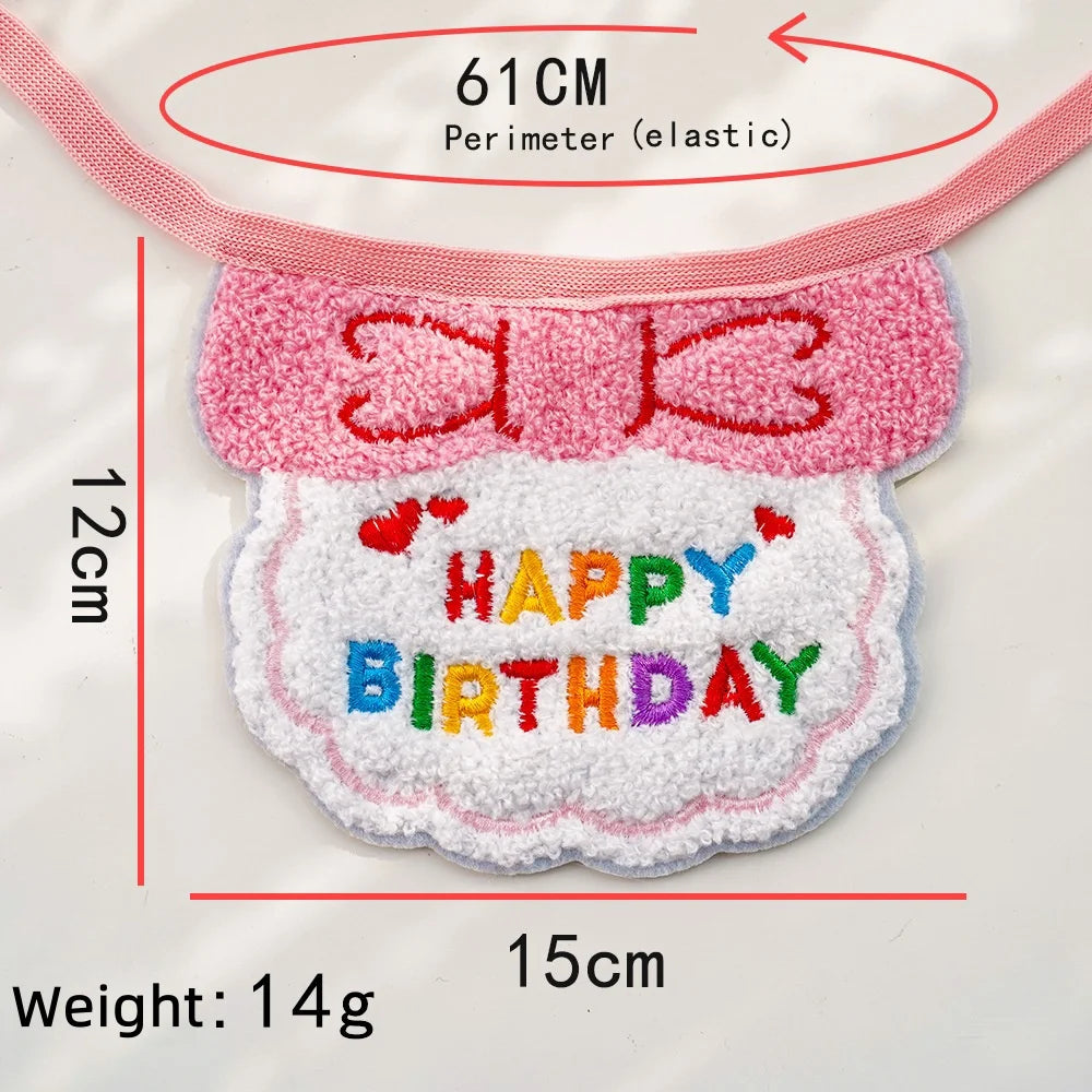 Pet Birthday Hat & Scarf Set – Adjustable Cat/Dog Birthday Supplies with Mini Saliva Towel