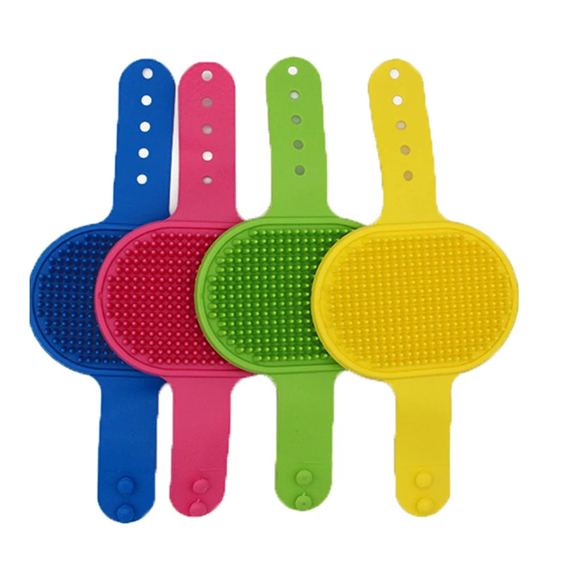 Dog Grooming Brush Pet Shampoo Comb Soft Rubber Glove Hair Grooming Massage Comb with Adjustable Strap for Short Long Hair Dogs Ditzy Petunia