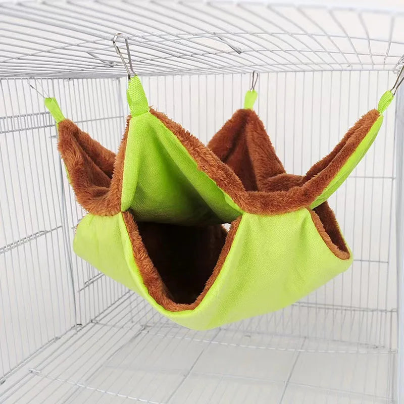 Solid Color Winter Pet Hammock - Plush Double Layer Sleeping Bag for Hamsters, Guinea Pigs & Small Pets