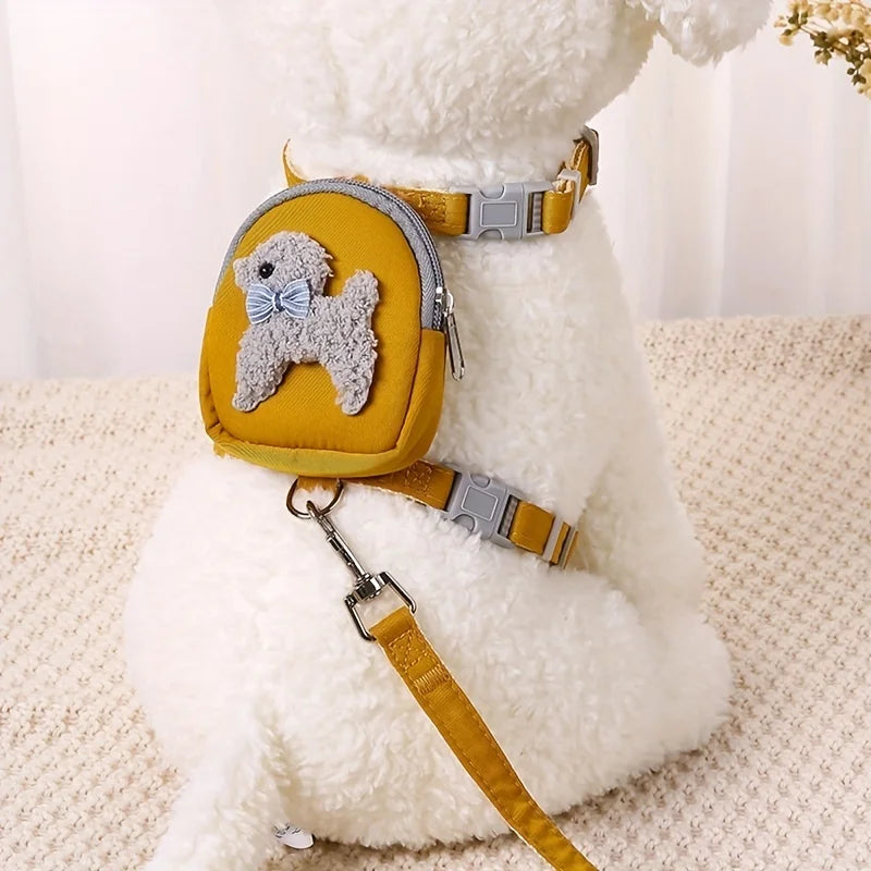 Adjustable Pet Vest with Backpack & Leash – Outdoor Harness for Small & Medium Dogs