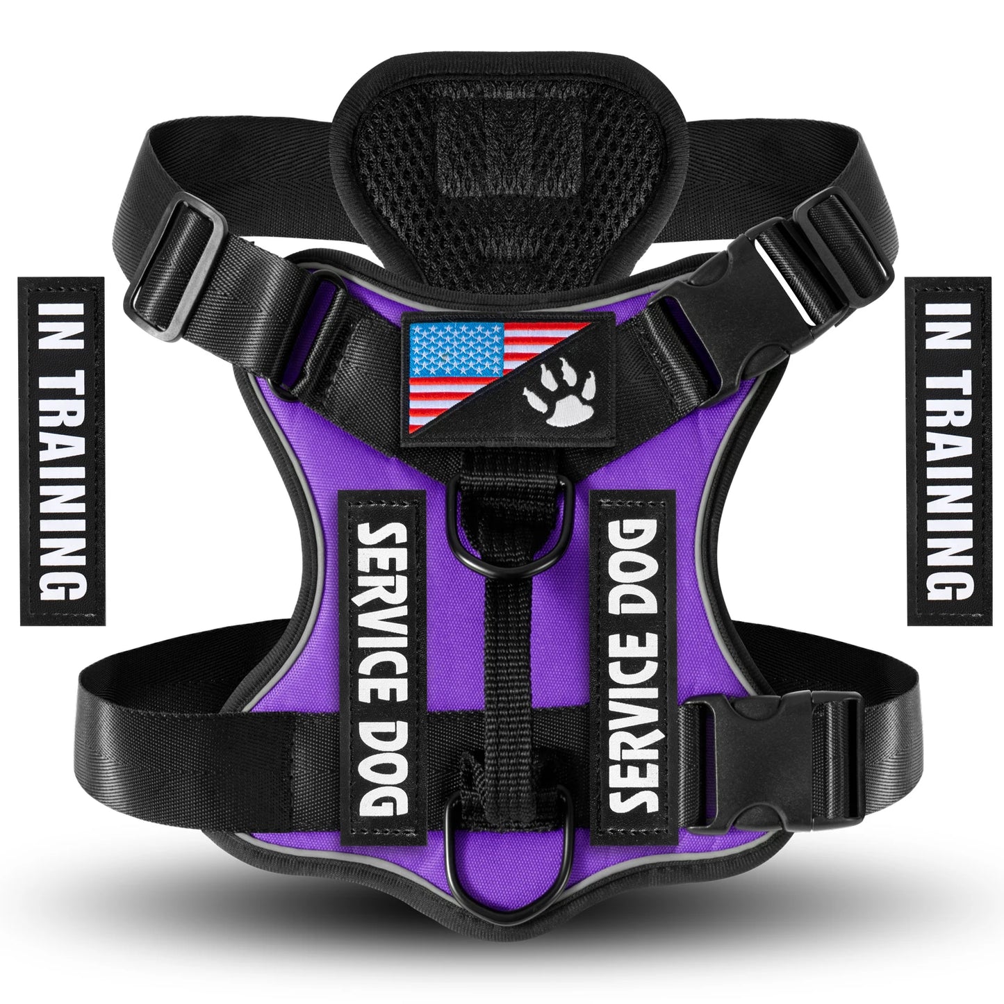 Reflective Service Dog Harness with 5 PCS Patches - Adjustable Soft Oxford Vest Harness for Dogs