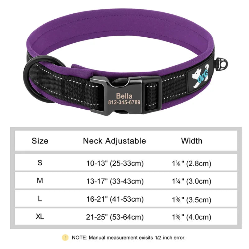 Reflective Personalized Dog Collar with Engraved ID – Soft Padded Nylon Adjustable Collar for All Dog Sizes Ditzy Petunia