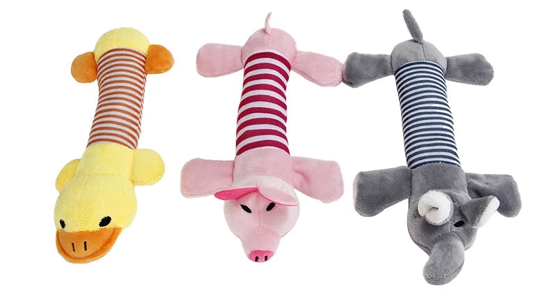 Plush Squeaky Dog Toy | Cute Animal Shapes Interactive Chew Toy for Small Dogs