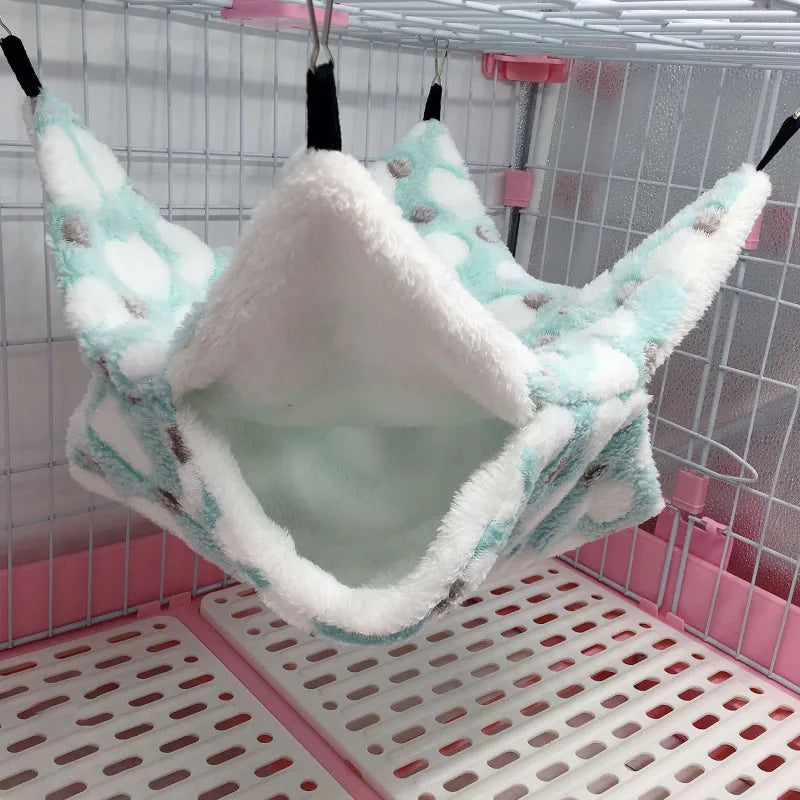 Hamster Hideout Cage Fleece Hammock, Guinea Pig, Sugar Glider, Rat Sleeping Bed