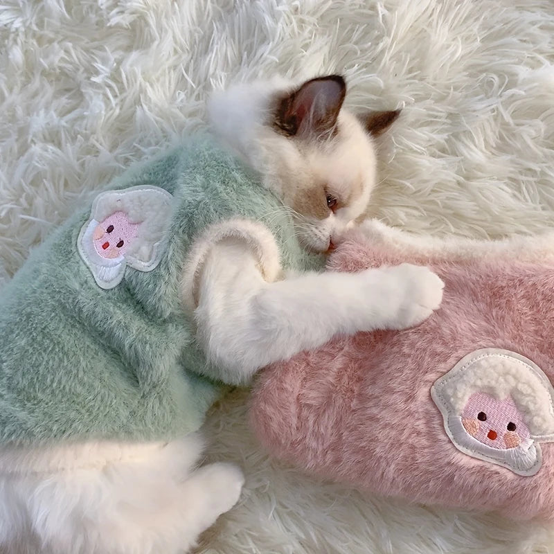 Fashion Cat Vest for Autumn & Winter – Solid Color Warm Kitten & Small Dog Sweater, Cozy Pet Clothes