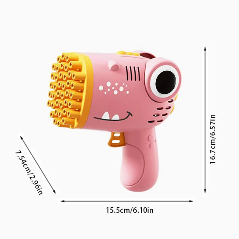 40-Hole Dinosaur Bubble Machine – Handheld Electric Bubble Gun Toy for Outdoor Fun, Parties, and Weddings (No Bubble Water) Ditzy Petunia