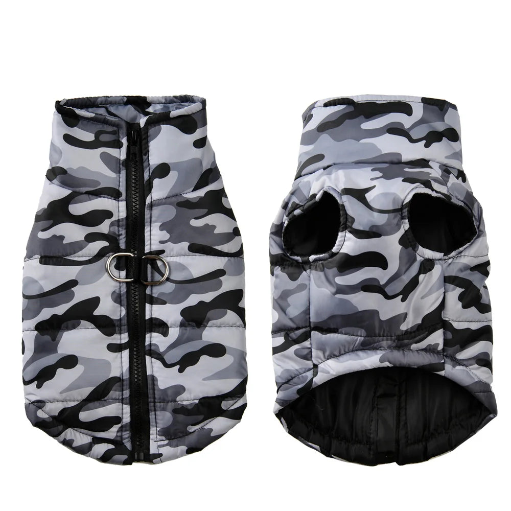 Winter Dog Coat - Waterproof Camouflage Jacket for Large Dogs & Puppies, Warm & Windproof Pet Apparel Ditzy Petunia