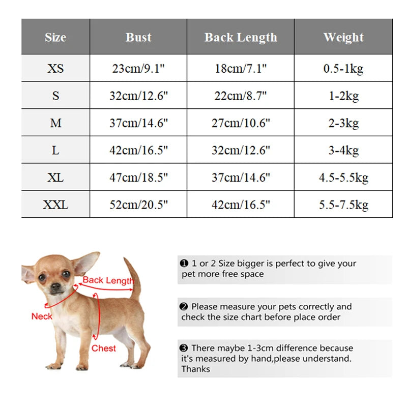 Warm Dog Coat Jacket with D-ring – Thickened Pet Clothes for Small Medium Dogs (Chihuahua, Yorkshire)