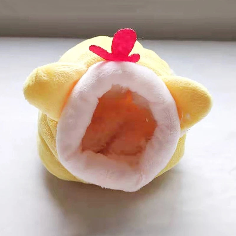Winter Warm Hamster House & Guinea Pig Bed - Soft Velvet Nest for Small Animals Ditzy Petunia