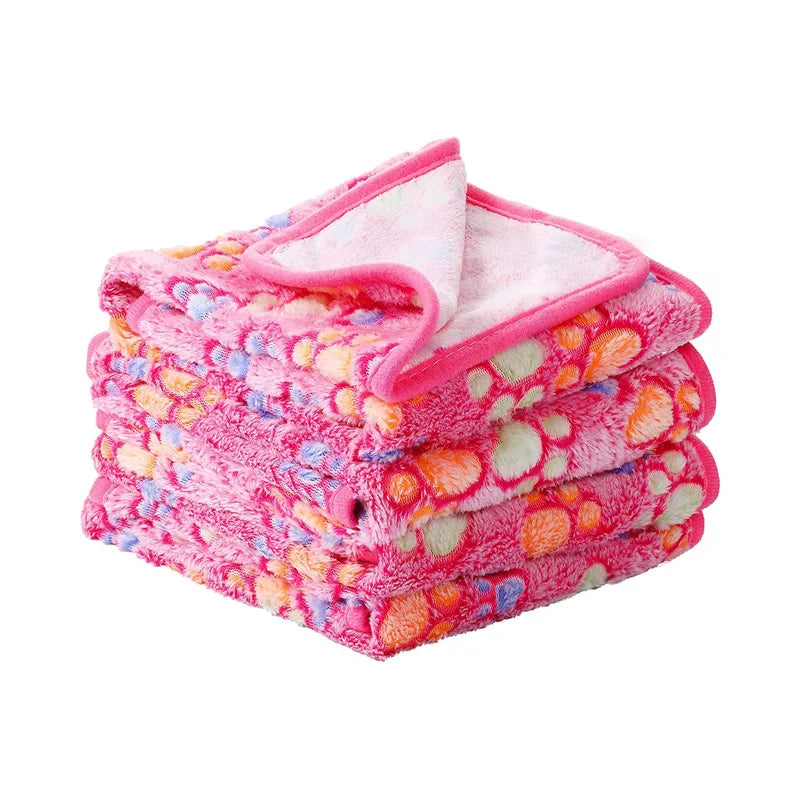 Ultra-Soft Coral Fleece Pet Blanket – Elephant & Paw Print Designs