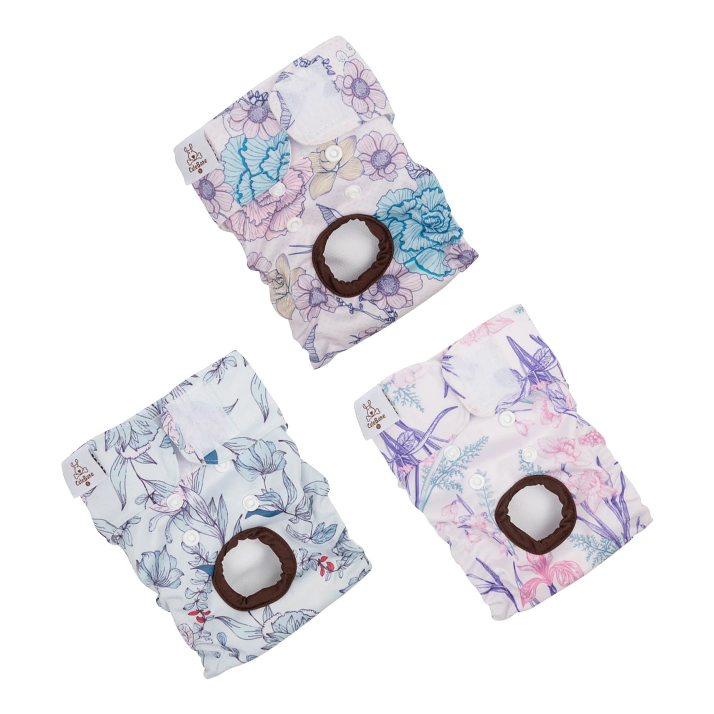 Washable Female Dog Diapers – Reusable Leak-Proof Diapers for Dogs in Heat, Potty Training & Incontinence (Pack of 3) Ditzy Petunia