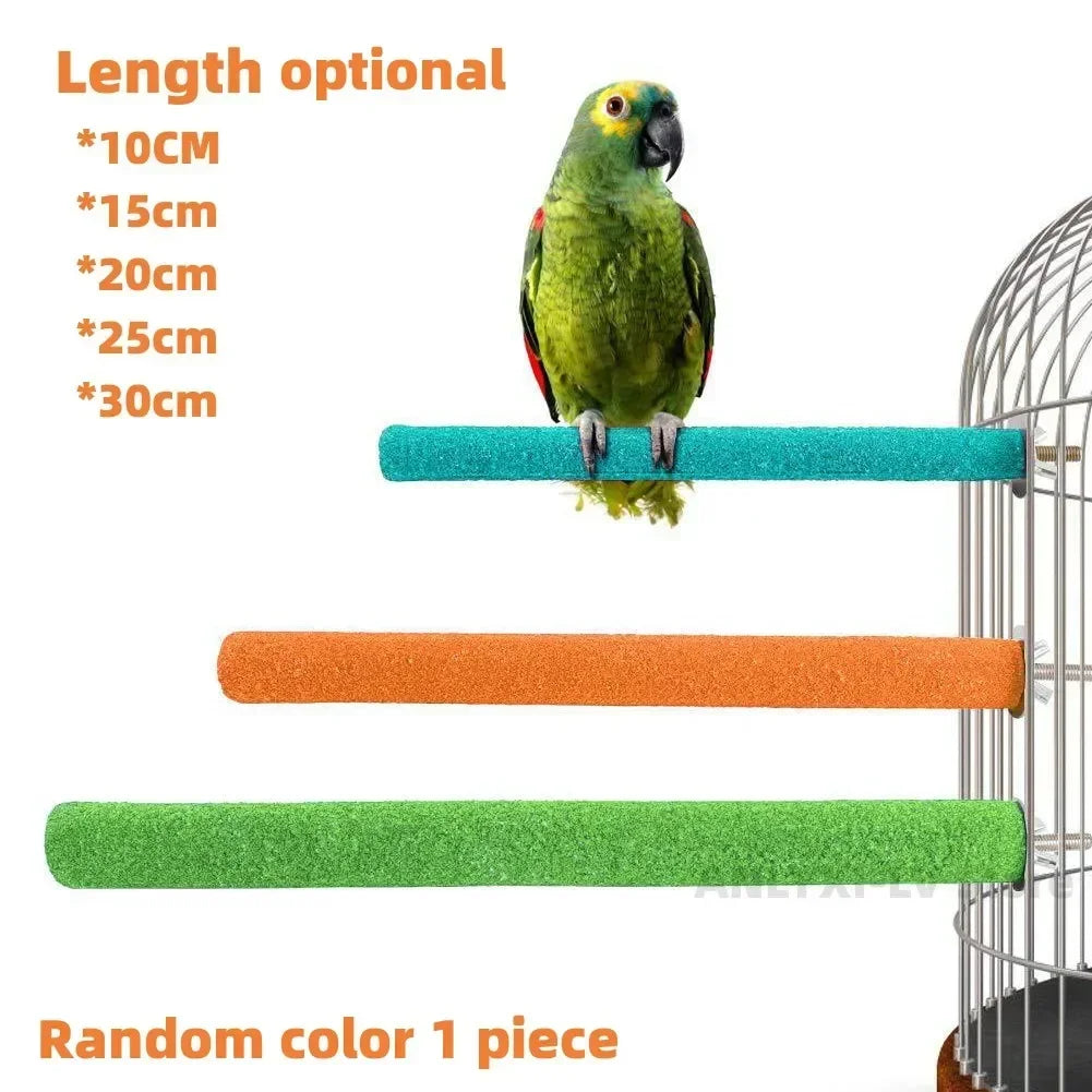 Natural Wooden Parrot Perch Stick – Non-Toxic Colored Sand Chewing & Claw Grinding Toy for Birds & Small Pets