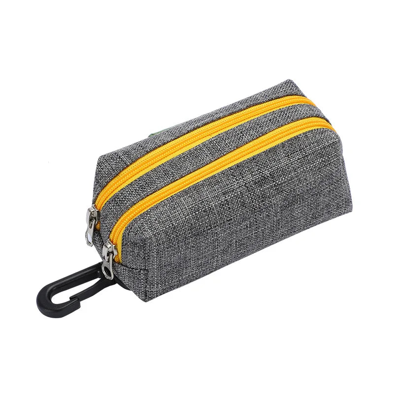 Portable Dog Poop Bag Dispenser with Auto-Lock Zipper, Waterproof Oxford Fabric, 2 Pockets for Leash, Key & Cards Ditzy Petunia
