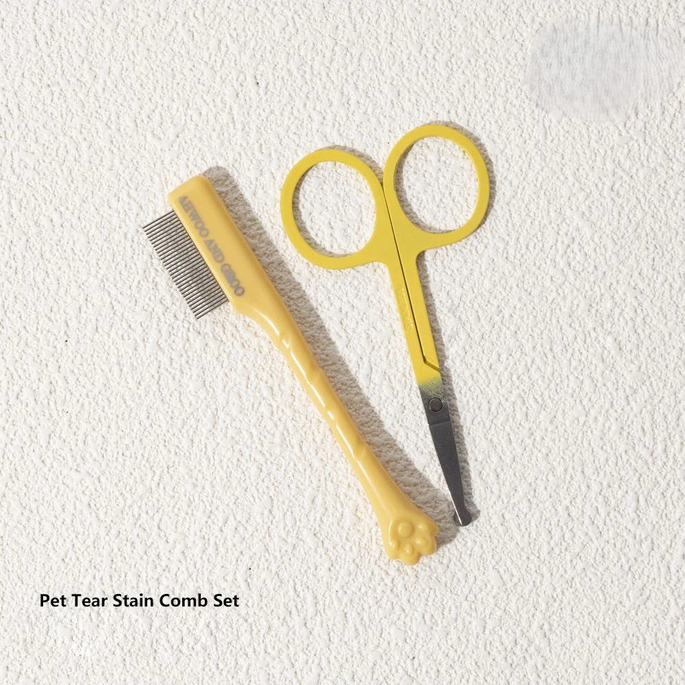 Pet Facial Cleaning Comb & Scissors Set – Tear Stain Remover & Grooming Tool for Dogs and Cats