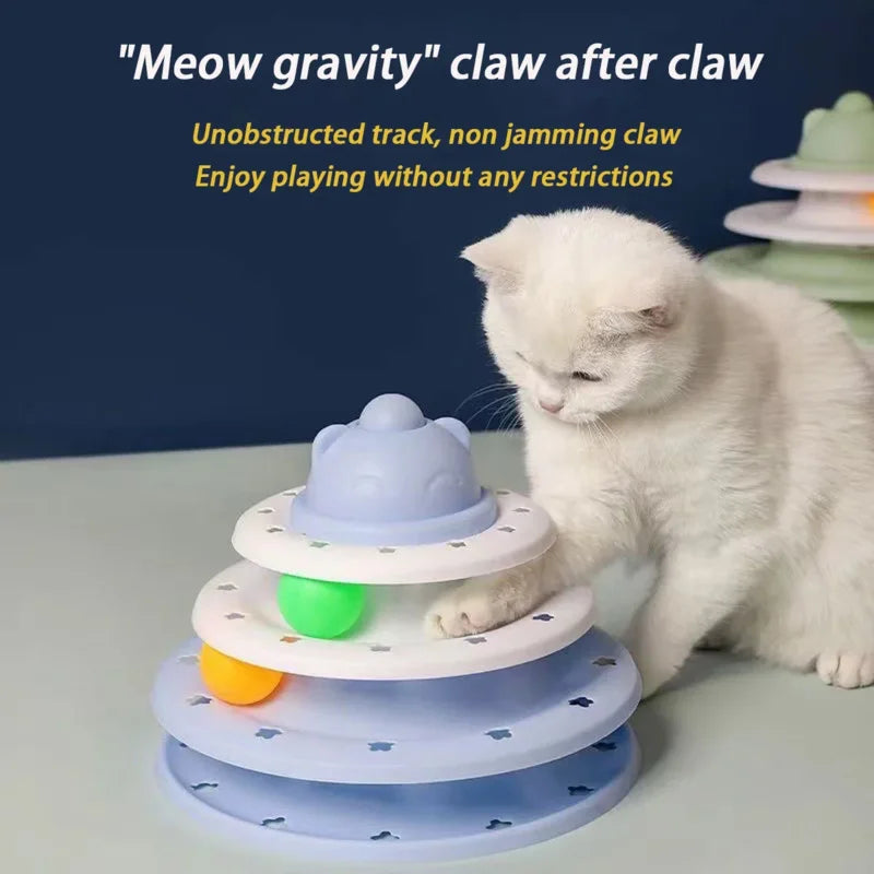 4-Level Cat Tower Ball Toy – Interactive Puzzle & Play Track