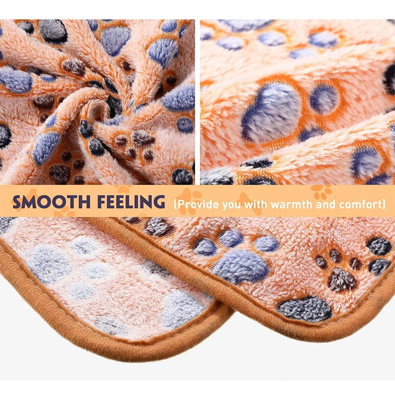 Ultra-Soft Coral Fleece Pet Blanket – Elephant & Paw Print Designs
