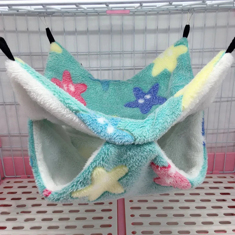 Hamster Hideout Cage Fleece Hammock, Guinea Pig, Sugar Glider, Rat Sleeping Bed