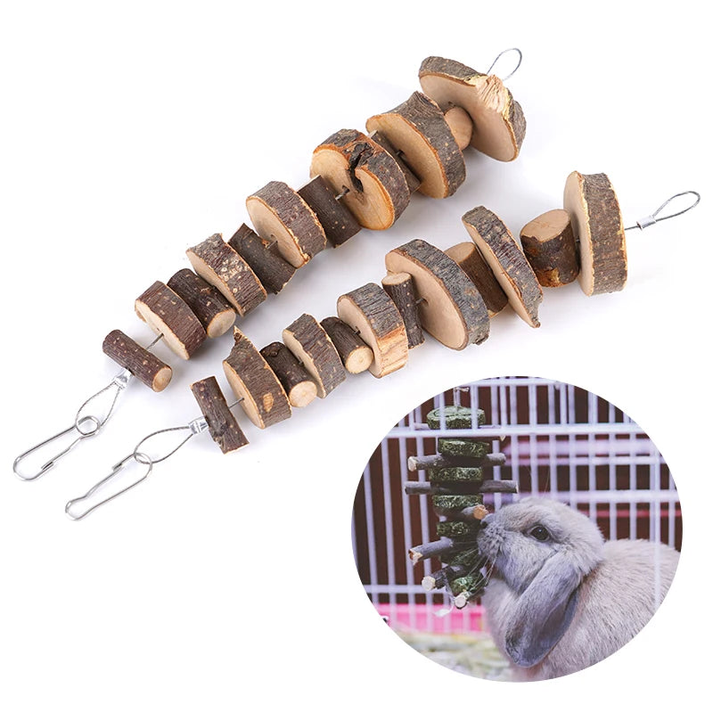 Natural Wooden Rabbit Chew Toy – Teeth Grinding & Stress Relief for Small Rodents | Hamster, Chinchilla, Squirrel, Parrot Chew Toy Ditzy Petunia