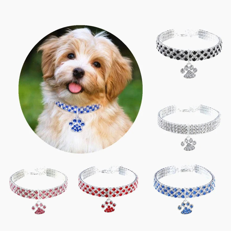 Elegant Crystal Pet Collar – Adjustable Jewelled Necklace for Cats & Dogs