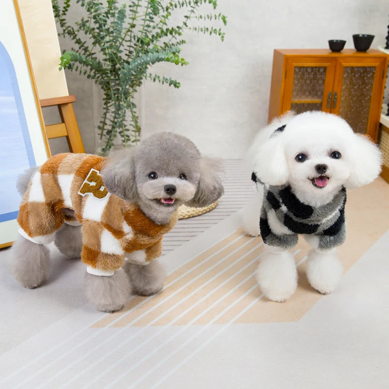 Warm Fleece Dog Jumpsuit – Winter Pajamas for Small & Medium Dogs