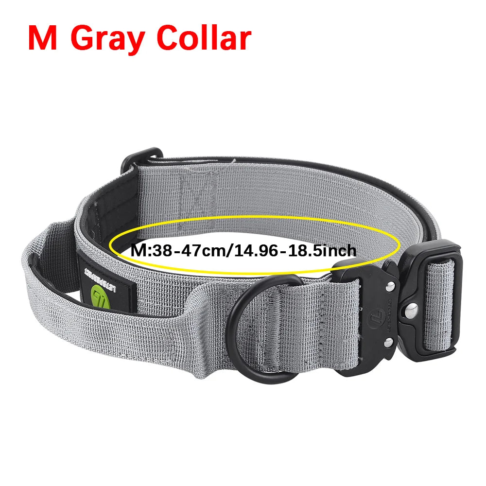 Tactical Nylon Dog Collar with Handle – Adjustable, Padded, and Heavy-Duty for Large Dogs