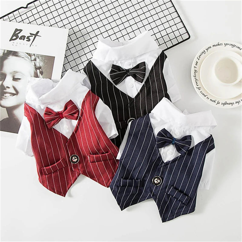 Solid Polyester Dog Shirt with Bow for Small to Large Dogs – Lightweight & Comfortable