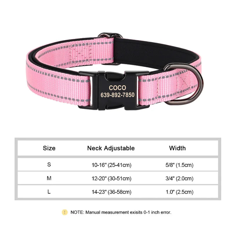 Reflective Personalized Dog Collar with Engraved ID – Soft Padded Nylon Adjustable Collar for All Dog Sizes Ditzy Petunia