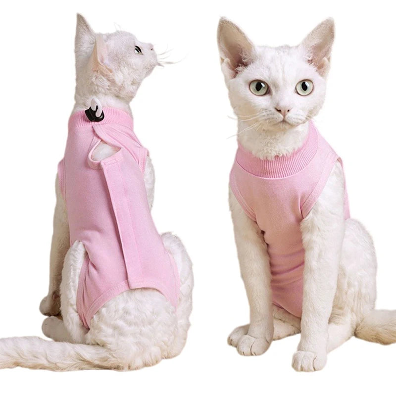 Cat recovery suit, anti-licking pet clothing, post-surgery cat vest, sterilization suit for cats, cat weaning recovery clothes, breathable pet vest, surgical suit for cats, dog and cat rehabilitation clothing, cute printed pet pajamas, summer pet clothes, cat sterilization jumpsuit.