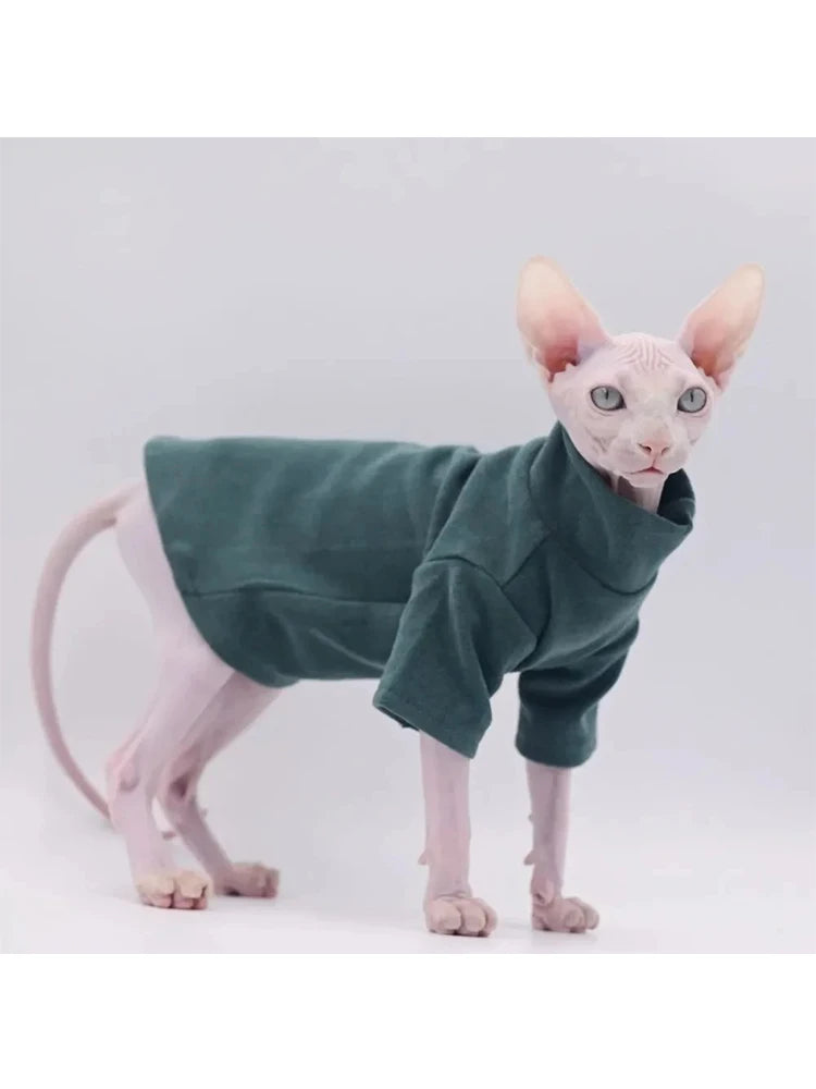 Sphynx Cat Clothes - Soft Cotton Winter Sweater for Hairless Cats, Cornish & Devon Rex