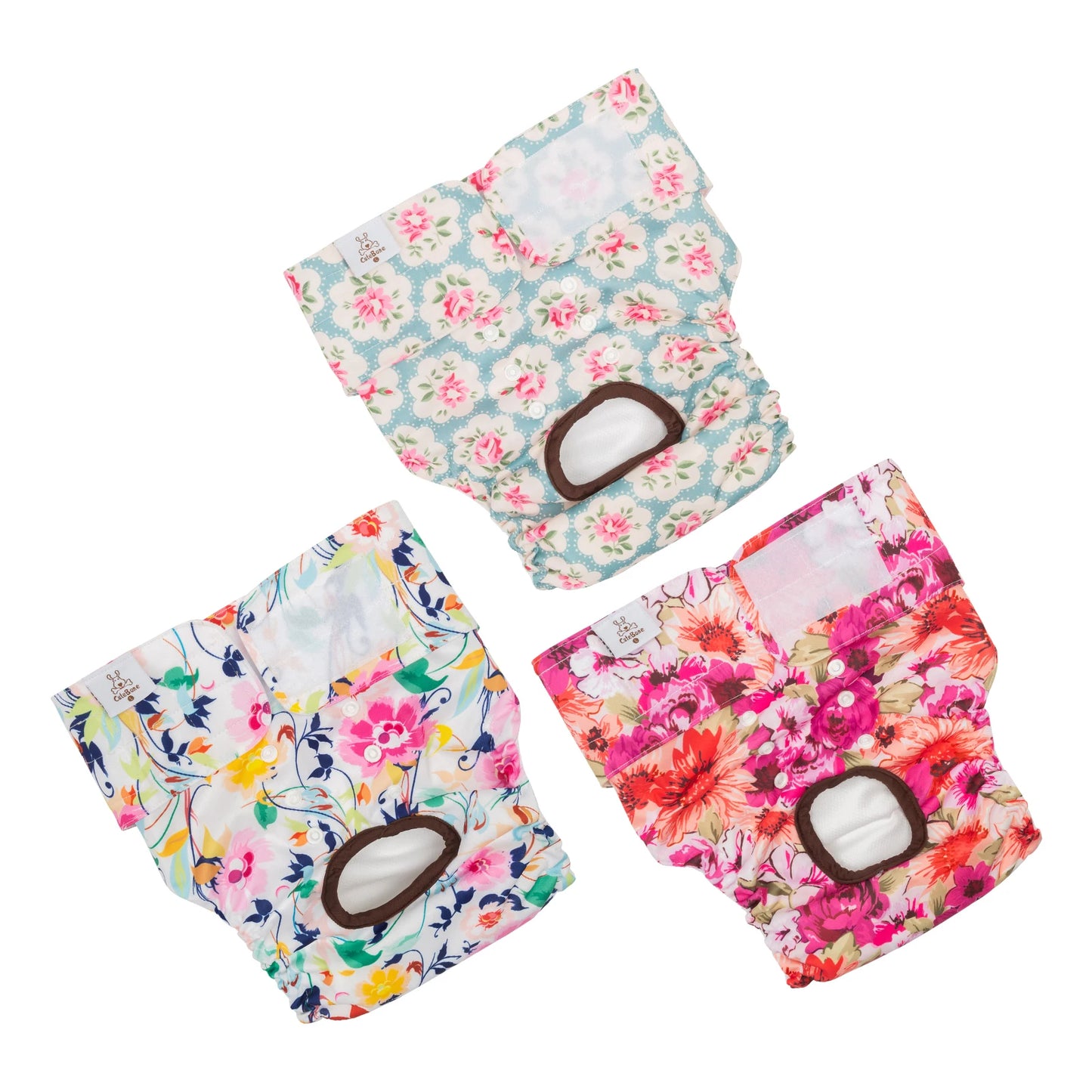 Washable Female Dog Diapers – Reusable Leak-Proof Diapers for Dogs in Heat, Potty Training & Incontinence (Pack of 3) Ditzy Petunia