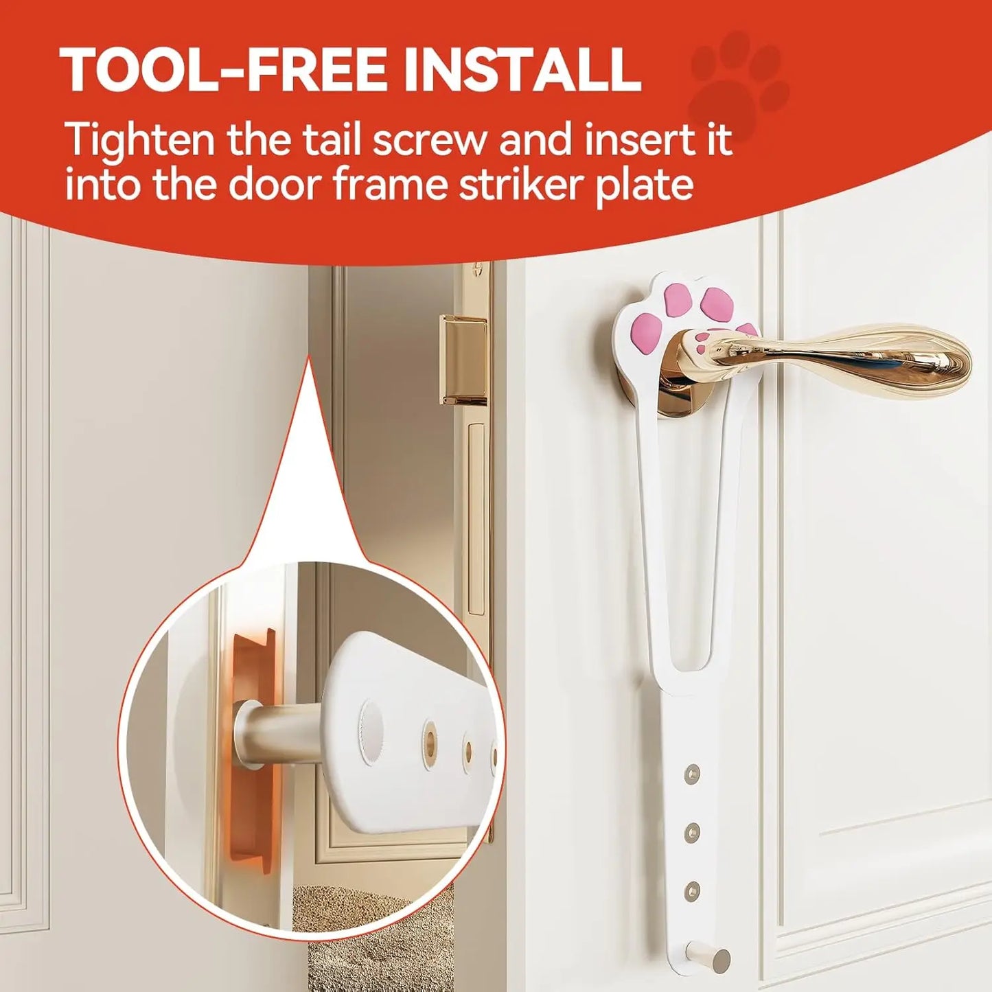Adjustable Cat Door Holder Latch - Keeps Dogs Out, Flexible Gate Lock