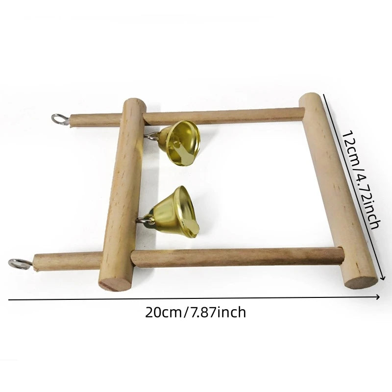 8PCS Natural Wooden Bird Toys – Swing, Perch, Bridge & More