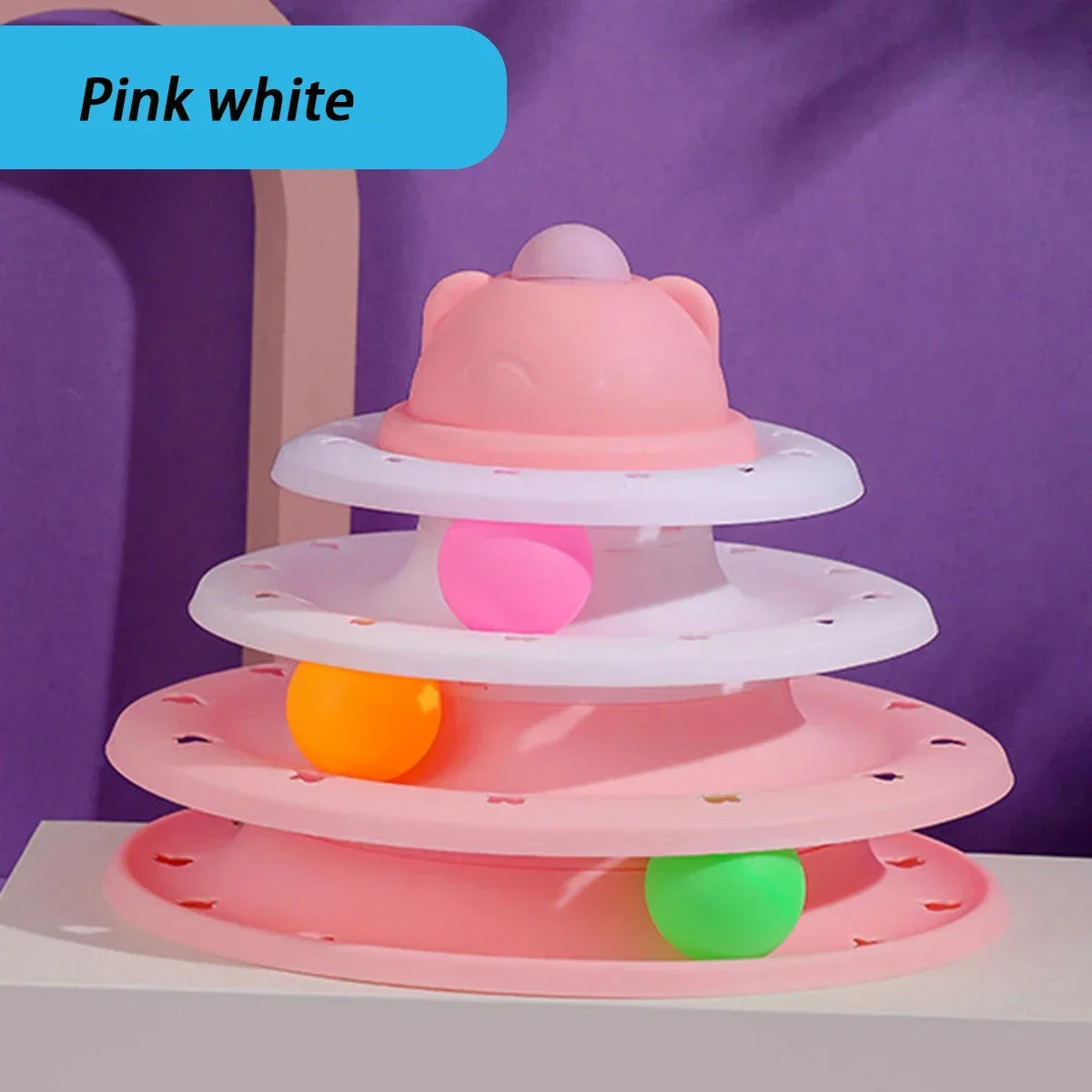 4-Level Cat Tower Ball Toy – Interactive Puzzle & Play Track