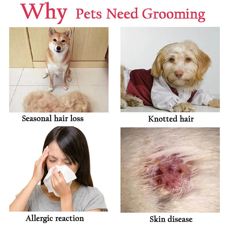 Professional Pet Deshedding Brush for Dogs and Cats - Fur Knot Cutter & Grooming Comb