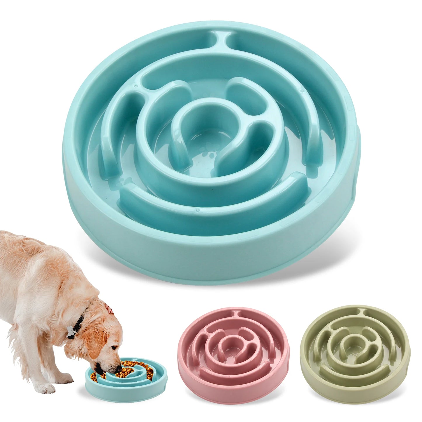 Pet Slow Feeder Bowl - Non-Slip Anti-Gulping Maze Design for Dogs & Cats