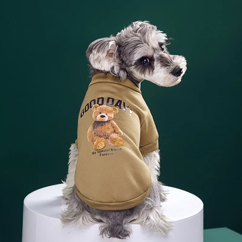 Winter Dog Clothes – Cute Puppy Warm Pullover Sweatshirt with Bear Pattern | Pet Jacket for Small & Medium Dogs, Cats | Chihuahua Costume Coat Ditzy Petunia