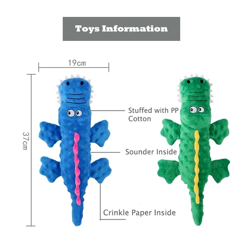Soft Plush Crocodile Dog Squeaky Toy - Interactive Chew Toy for Small & Large Dogs, Cats