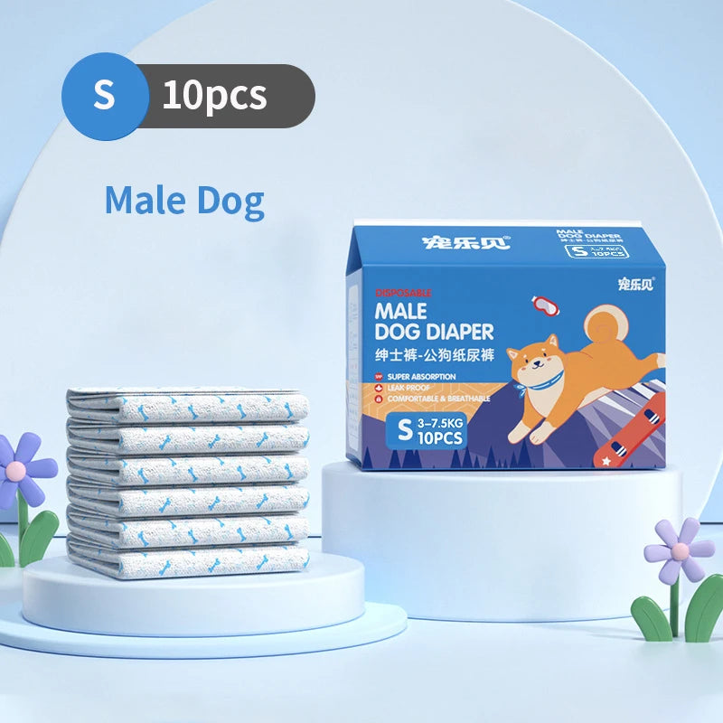 Disposable Dog Diapers – Leakproof Super Absorbent Nappies for Male & Female Dogs, 10 Pack Ditzy Petunia