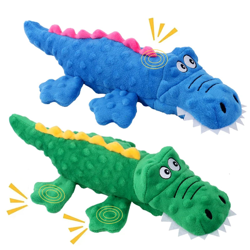 Soft Plush Crocodile Dog Squeaky Toy - Interactive Chew Toy for Small & Large Dogs, Cats