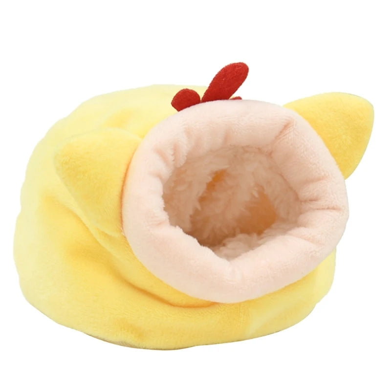 Winter Warm Hamster House & Guinea Pig Bed - Soft Velvet Nest for Small Animals Ditzy Petunia